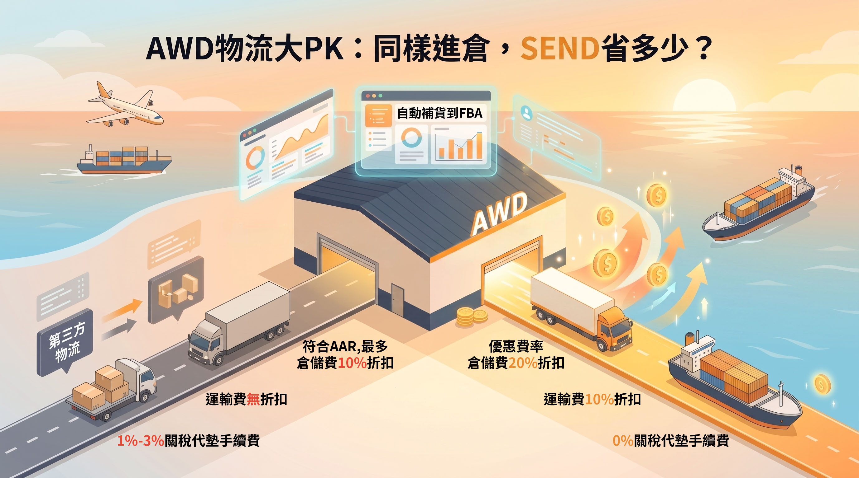 Amazon AWD完全攻略：同樣進AWD，用SEND官方物流比第三方物流到底省多少？深度比較 +費用試算