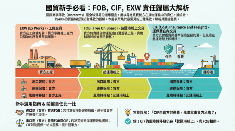 國貿條款解析:FOB、CIF與EXW責任歸屬大解析