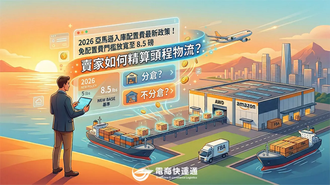 2026 亞馬遜入庫配置費最新政策！免配置費門檻放寬至 8.5 磅，賣家如何精算頭程物流？
